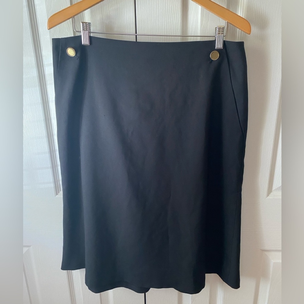 🆕 CLUB MONACO Borrem Black Wool Blend A-Line Skirt SZ 12